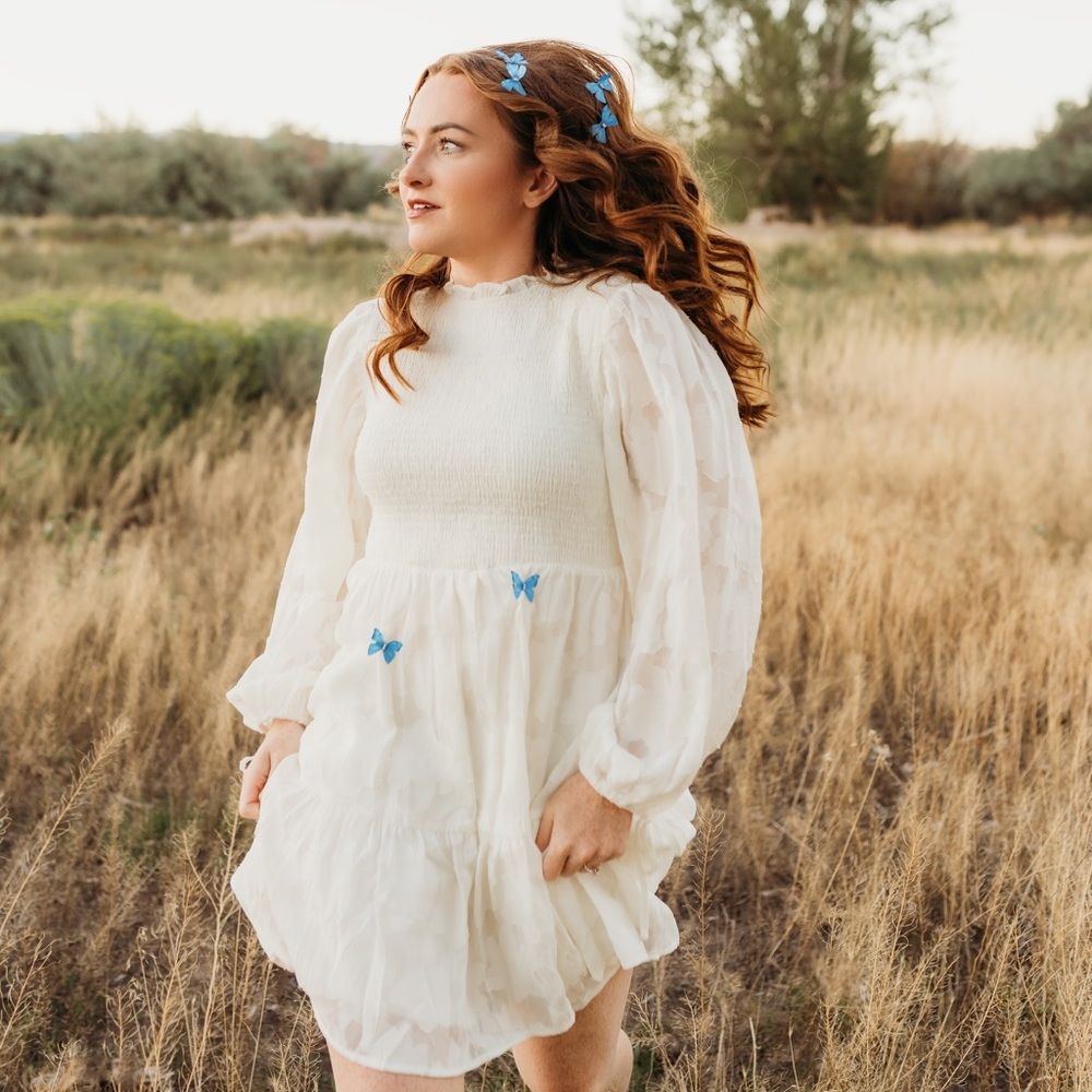 Off-White Knee Length Dress